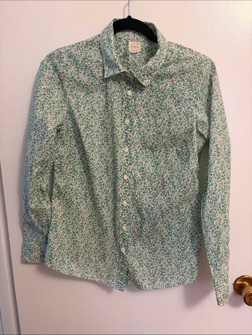 J Crew floral button up blouse size small
